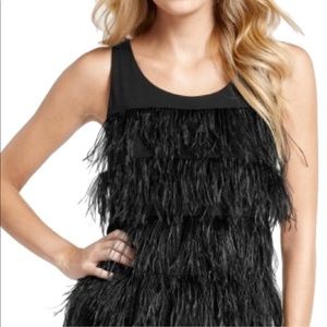 Ann Taylor Black Ostrich Feather Tank SZ Large